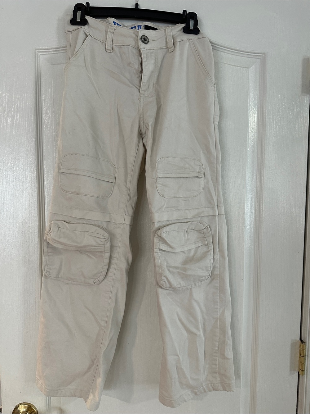 VIP Cream Utility Cargo Pants with Knee Pockets